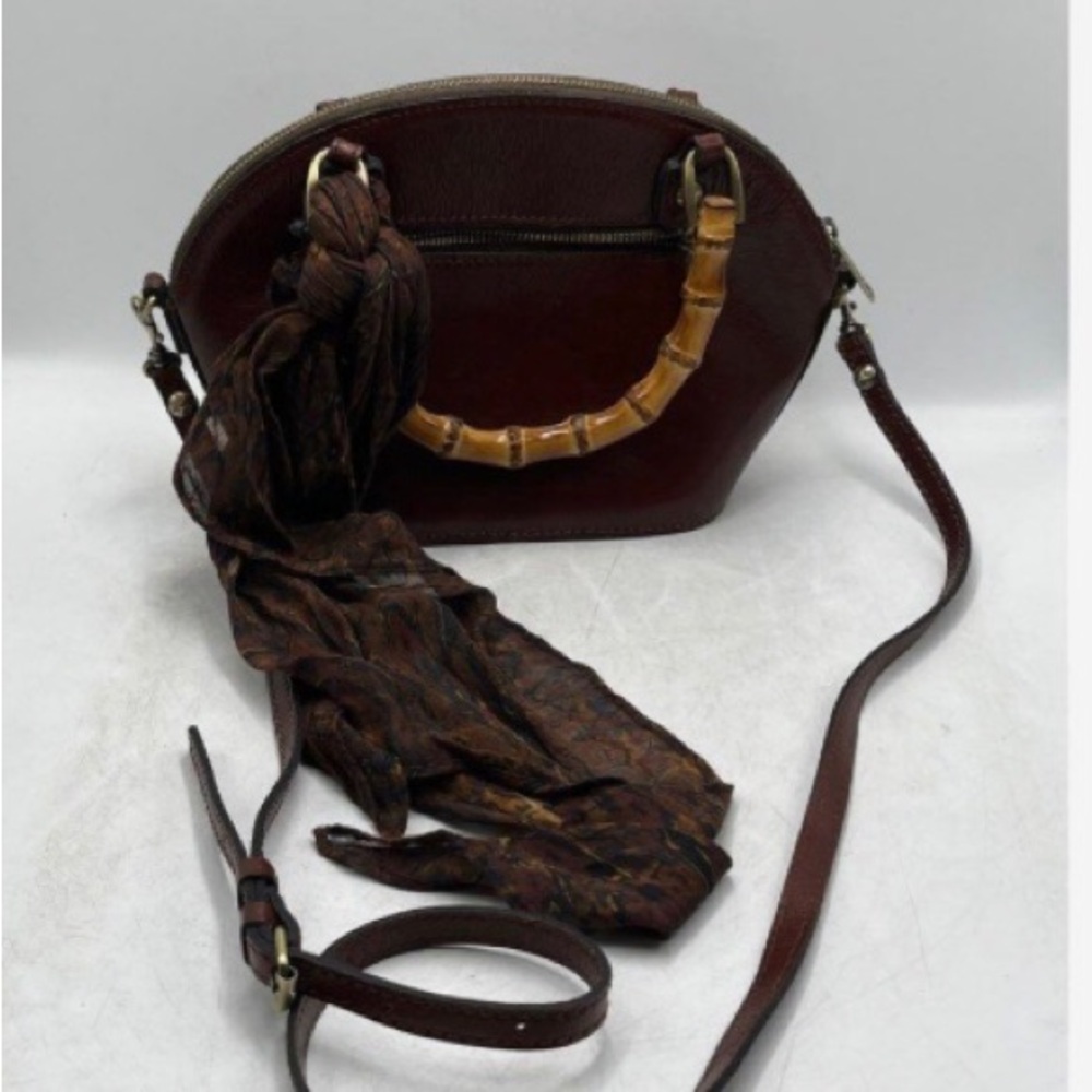 Patricia Nash Womens Brown Leather 10th Anniversary Crossbody Strap Shoulder Bag